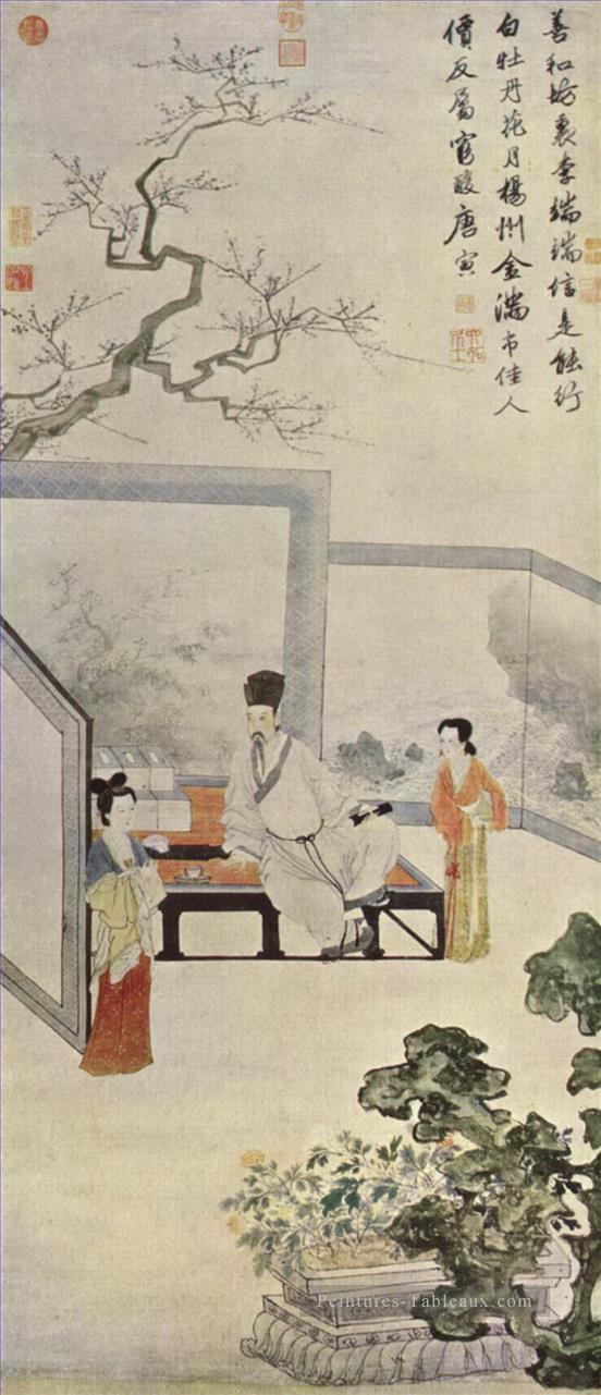 dames dans la dynastie Tang vieille encre de Chine Peintures à l'huile